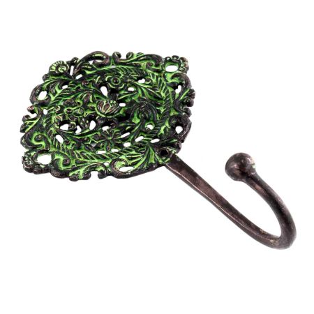 Antique Green Floral And Leaf Wall Brass Decorative Hook